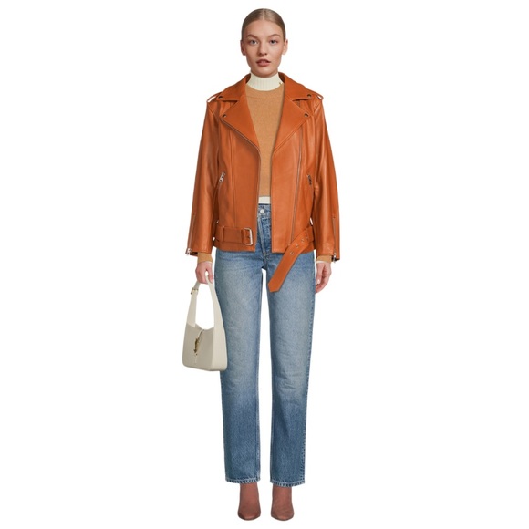 Mackage Jayda Oversized 100% Cow Leather Biker Jacket L/XL - Picture 15 of 17